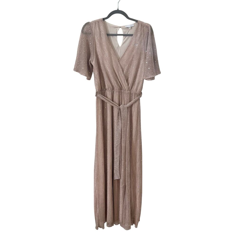 Baltic Born Grace Sparkle Gown in "Champagne" Pink Beige Sparkle Size Medium - Picture 4 of 10